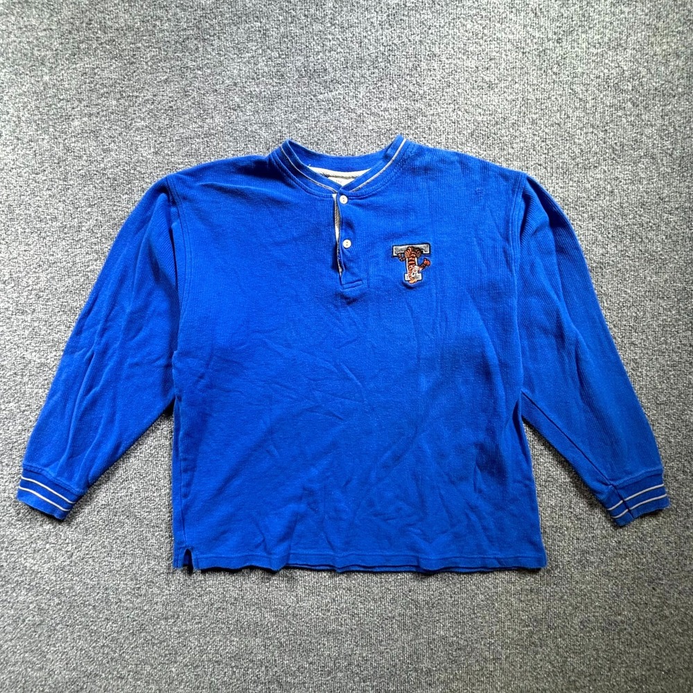 VTG Disney Winnie The Pooh Top Men's M Blue Knit Tigger Embroidered Henley Neck